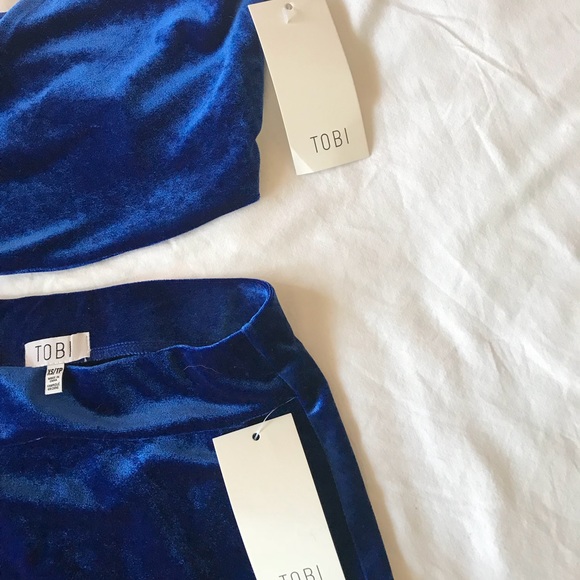 Tobi Blue Velvet-y Mini Dress Set - Picture 3 of 3